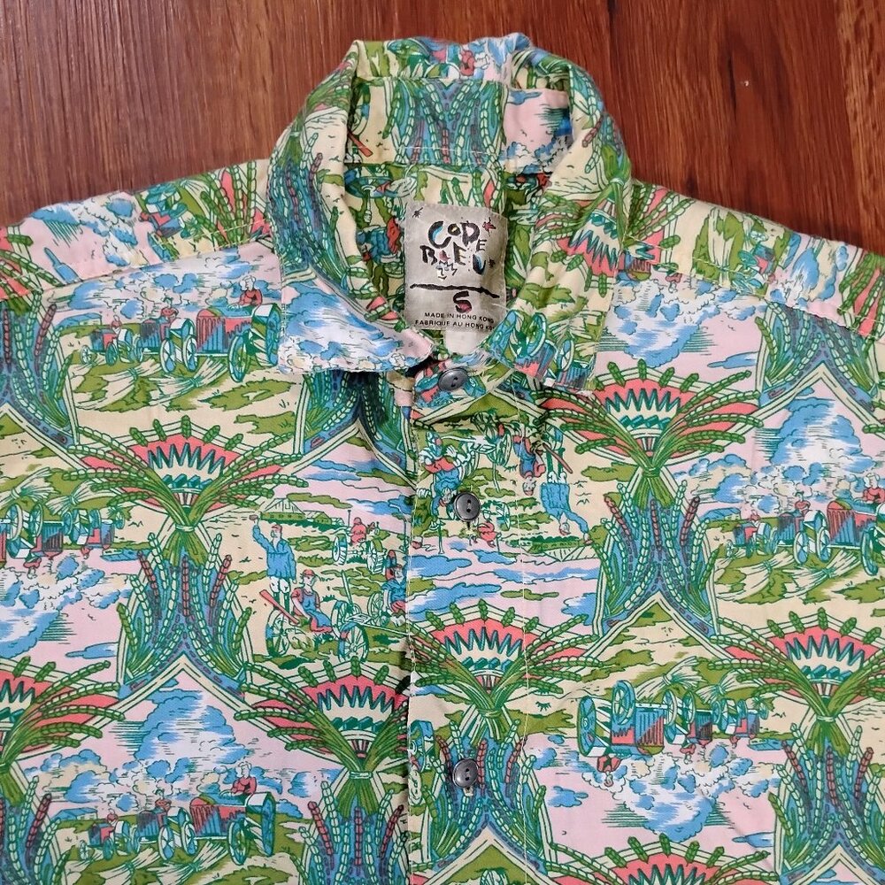 Vintage Code Bleu Pastoral Wheat Farming Hawaiian Shirt